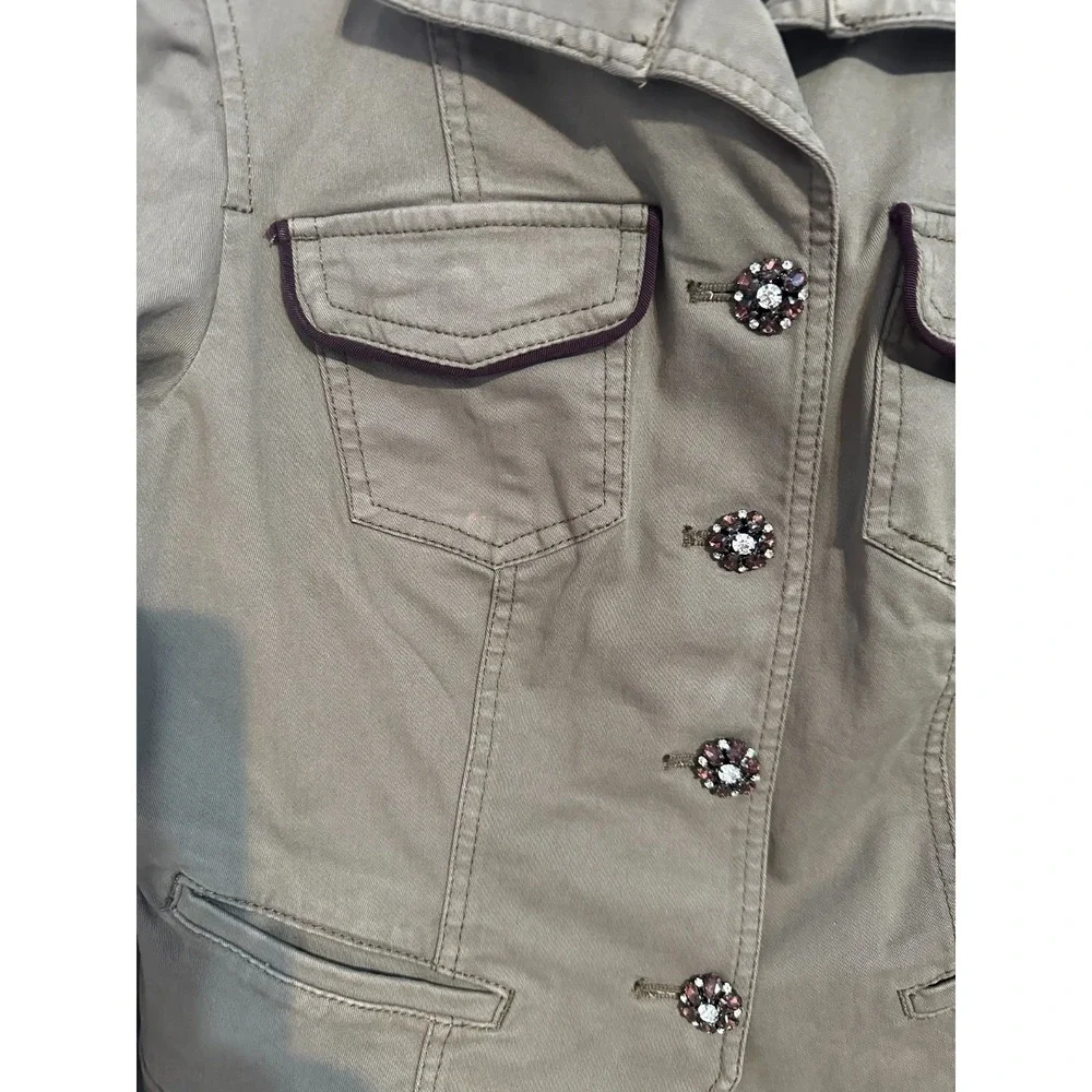 White House Black Market Rhinestone‎ Embellished Buttons Casual Jacket Size 8